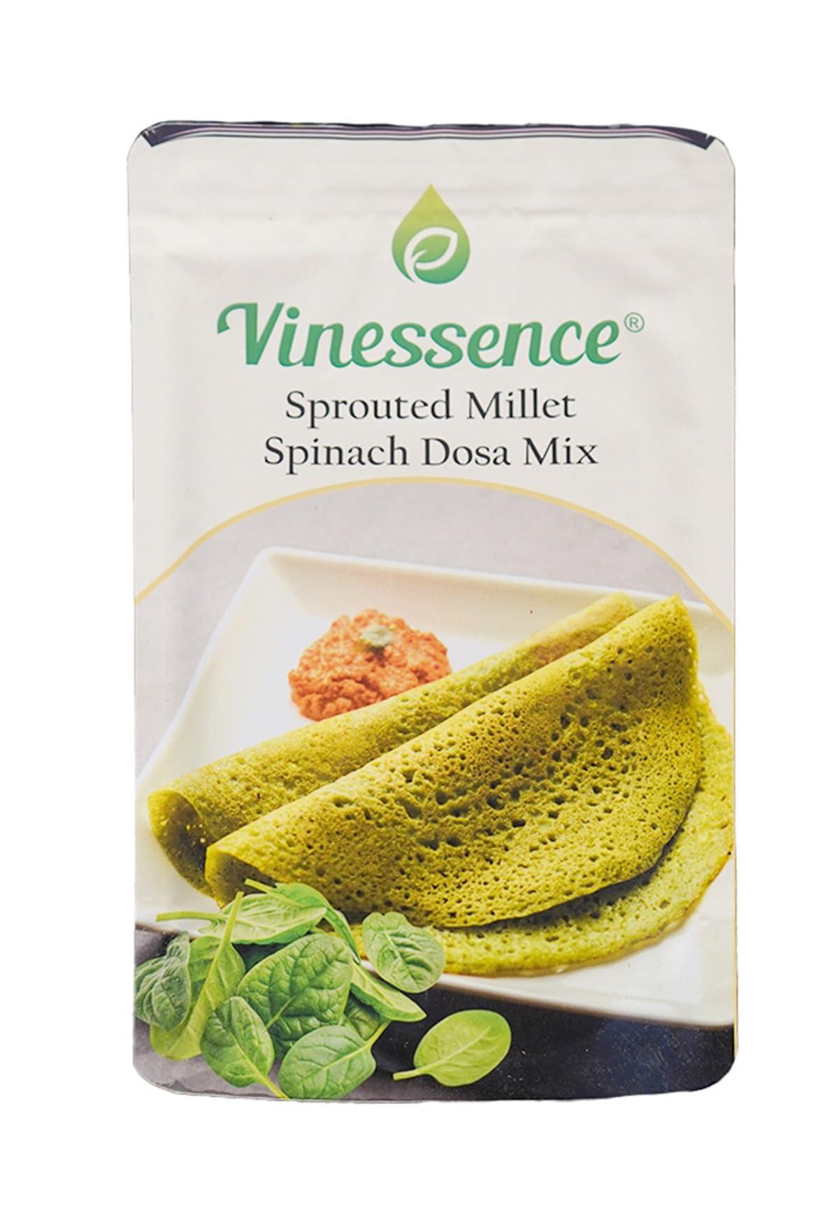 vinessence Vinessence Sprouted Millet Spinach Dosa Mix | Quick & Easy to Make | Diabetic Friendly | Rich in Vitamins & Minerals | 175 gram