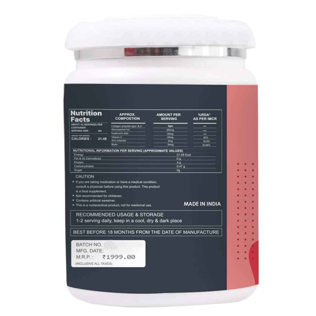 TBT The Body Temple The Body Temple Type I and III Marine Collagen with Hyaluronic Acid, Biotin & Vitamin C - No Smell - Easy to Mix - For Skin, Hair & Nails 250gm (Watermelon)