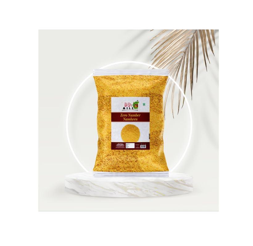 90\'s MILL 90\'s MILL Jamnagar Nylon Sev Namkeen Barik Sev Zero Number Sev Namkin | Aloo Chaat Aloo Tikki Bhelpuri Dahi Vada Golgappa Panipuri Papri Chaat Sev Puri Samosa Chaat Sev Namkeen-900g*1Pack
