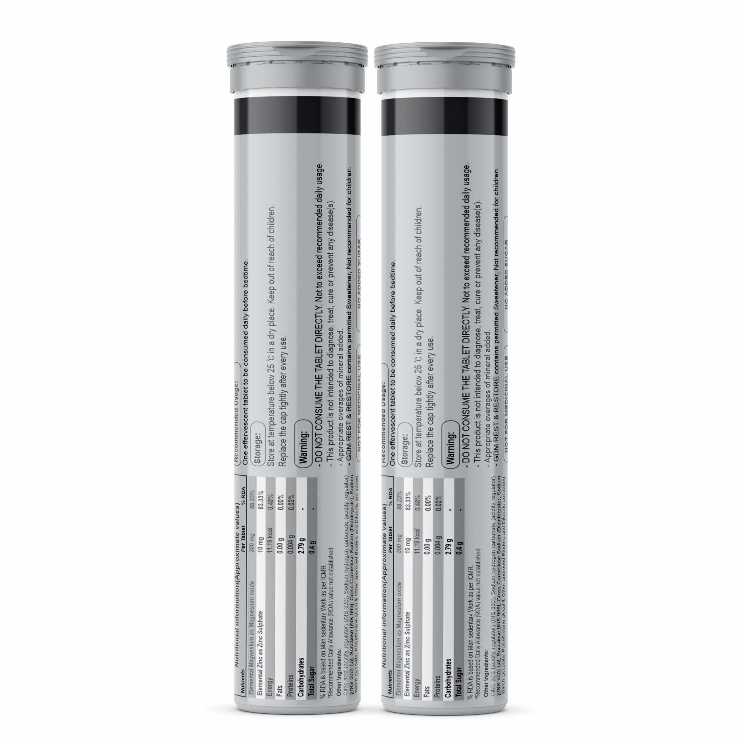 GDM NUTRACEUTICALS LLP GDM Magnesium+ Zinc Effervescent Tablets | Helps defeat daily stress | Promotes restful sleep | 40 Tablets, Orange Flavor