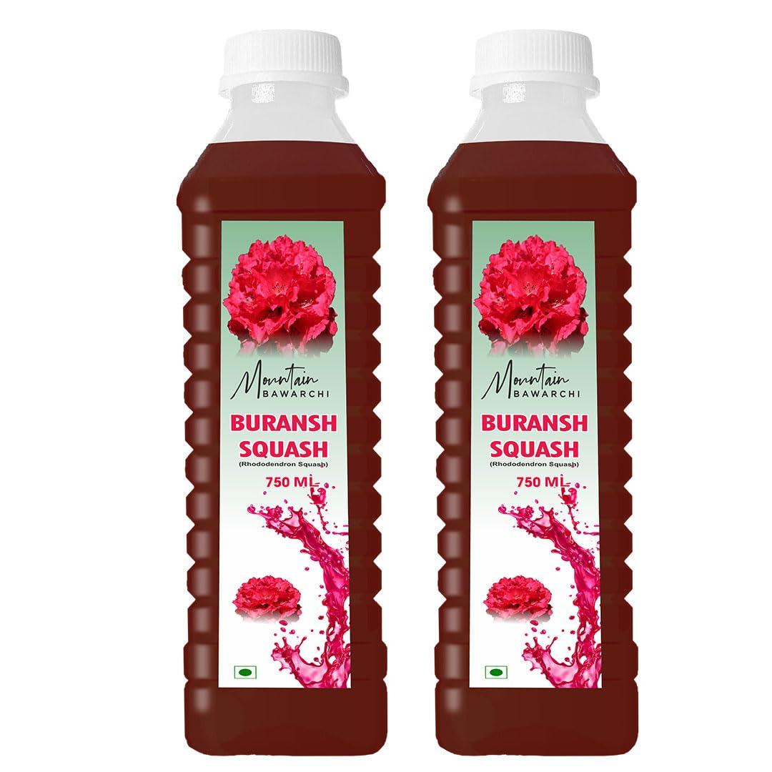 Mountain Bawarchi Mountain Bawarchi Buransh Squash Drink | Refreshing Rhododendron Juice | Ready to Serve | 750ml (Pack of 2)