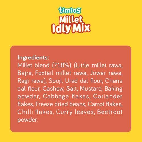 Timios Timios Instant Millet Idly mix | Easy & Ready to Cook Instant Millet Breakfast Mix for Kids | Rich in Protein & High Fiber| 250 g