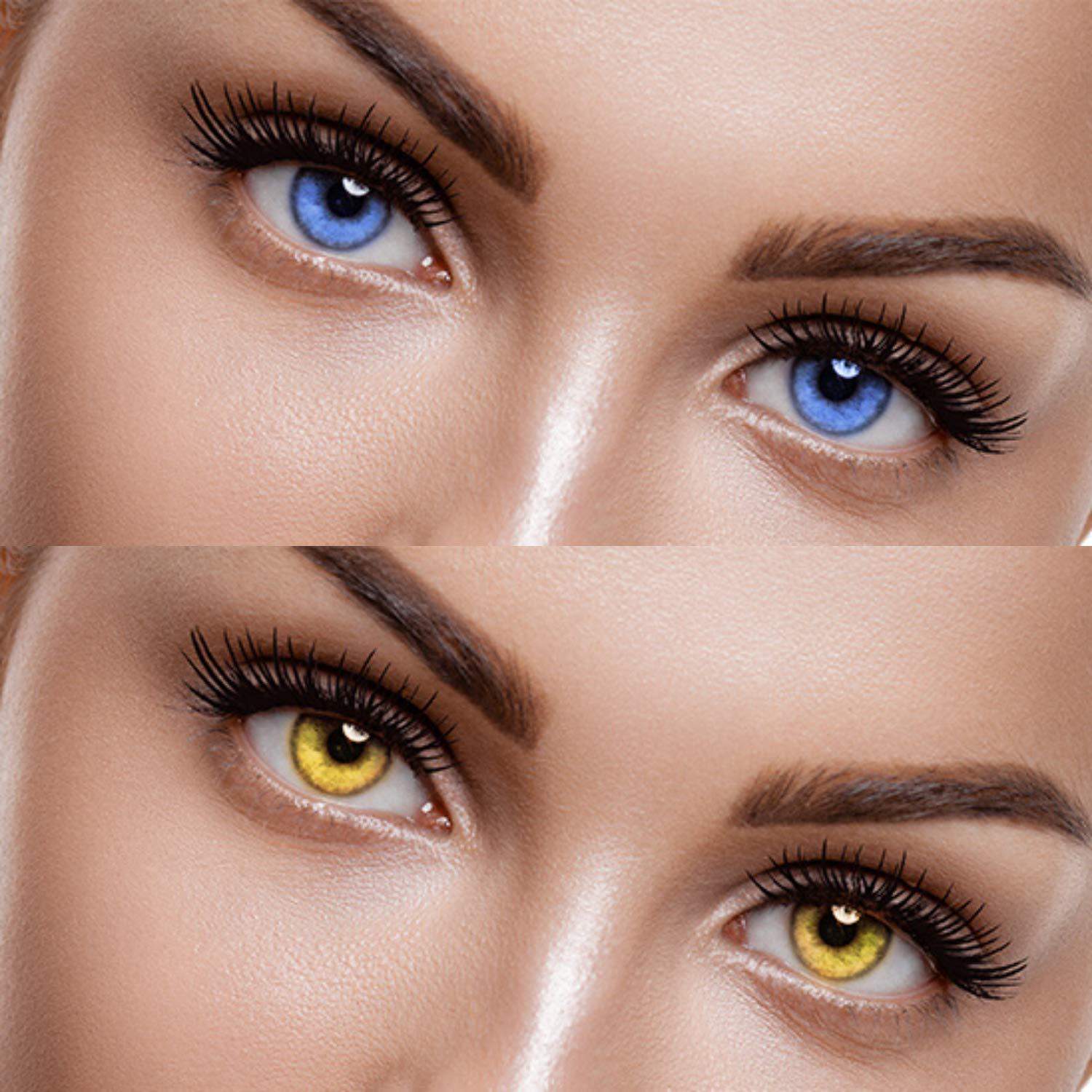 EYCOG EYCOG 2 Pair Aqua, Hazel Monthly Colored 0 Power Contact Lenses for Men and Women Eyes with Lens Case