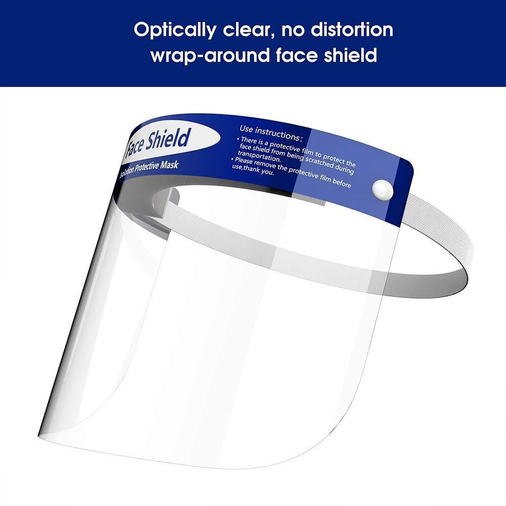 AEC AEC Reusable Safety Face Shield Clear Face Protective Anti Fog Visor for Eye Head Protection, Soft Head Facial Cover/Mask - Made In India (24Pieces)