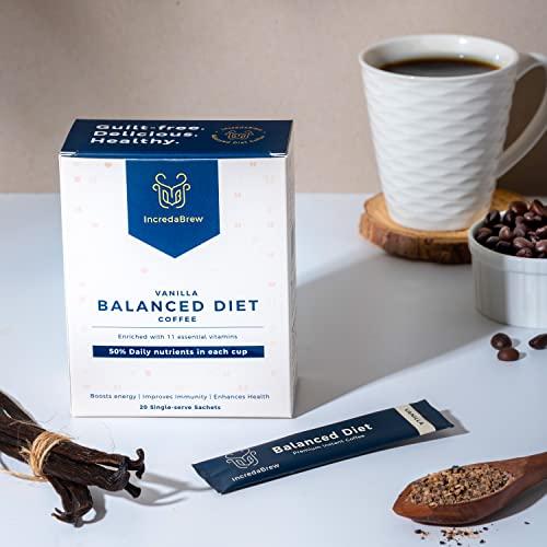 IncredaBrew IncredaBrew Gold Vitamin Rich Wellness Instant Coffee Vanilla Flavour | Pack of 20 Premium Coffee Powder Sachets | Healthy Coffee with 11 Essential Vitamins | Energy & Immunity Booster | Makes 20 Cups