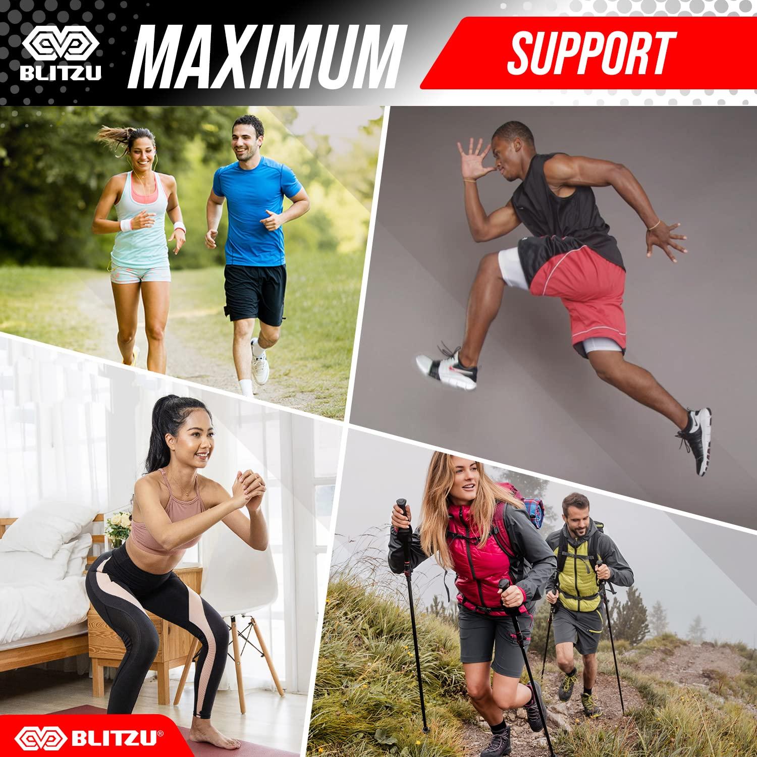 BLITZU BLITZU Flex Plus Compression Knee Brace Men and Women for Joint Pain, ACL MCL Arthritis Relief Meniscus Tear Support for Running Gym Workout Recovery Sleeves Strap Patella 7mm 5mm Neoprene Pad