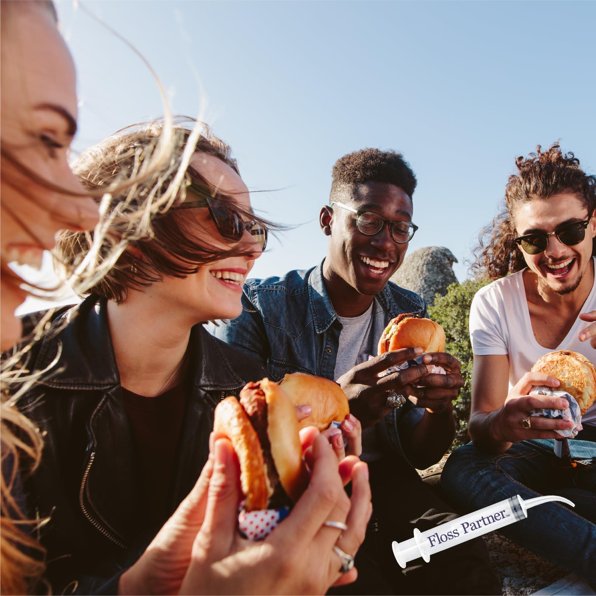 TeamNut FlossPartner Pocket Water Pick Flosser, Manual Water Jet Teeth Cleaning and Flossing. Ideal for Braces. Travel School Work Camping Sleepover. Smallest Portable. Reusable. Carry Everywhere!