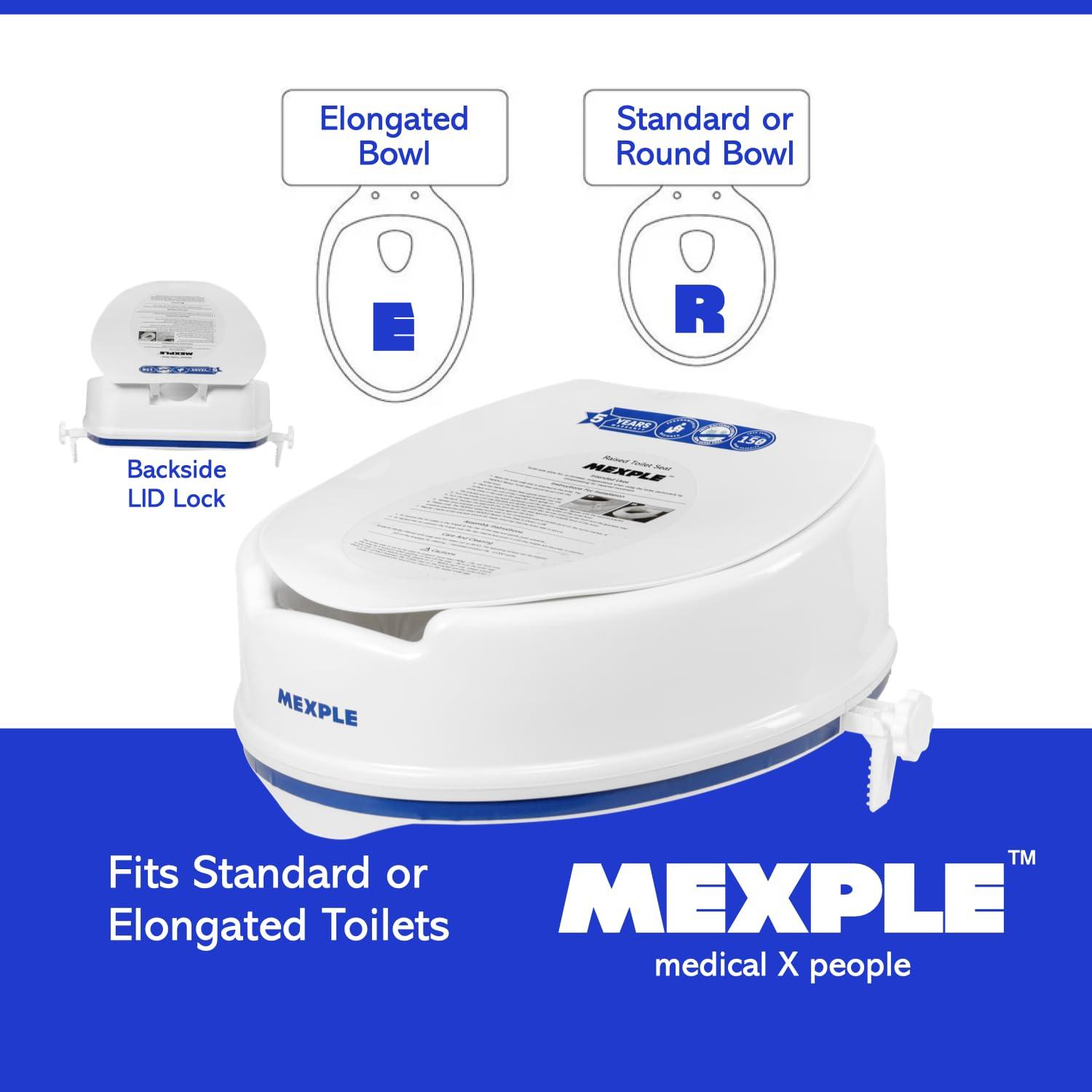 MEXPLE MEXPLE RaiXer6 Raised Toilet Seat 6 Inches | Plastic Commode Seat Raiser Elevator Extension | Tool Free Installation | For Handicap, Knee Patients, Old Senior Citizen