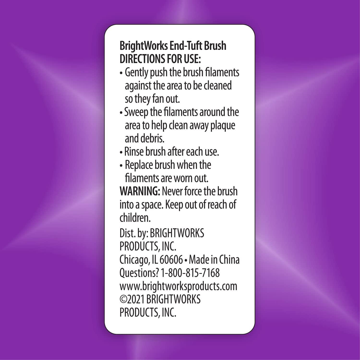 BrightWorks BrightWorks End Tuft Brush, Cleans Difficult Areas Such as Around Crowns, Bridges, implants and Wider Gaps Between Teeth (Pack of 3)