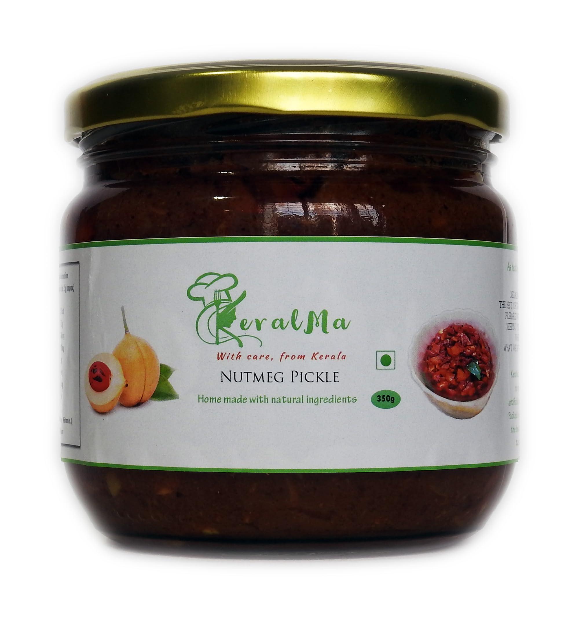 KeralMa KeralMa Homemade Nutmeg Pickle | 350g | Authentic Kerala Pickle | Spicy South Indian Pickle | Jaiphal Achaar | Jathikai Achaar | Tasty pickle | Natural, no artificial flavours | No preservatives