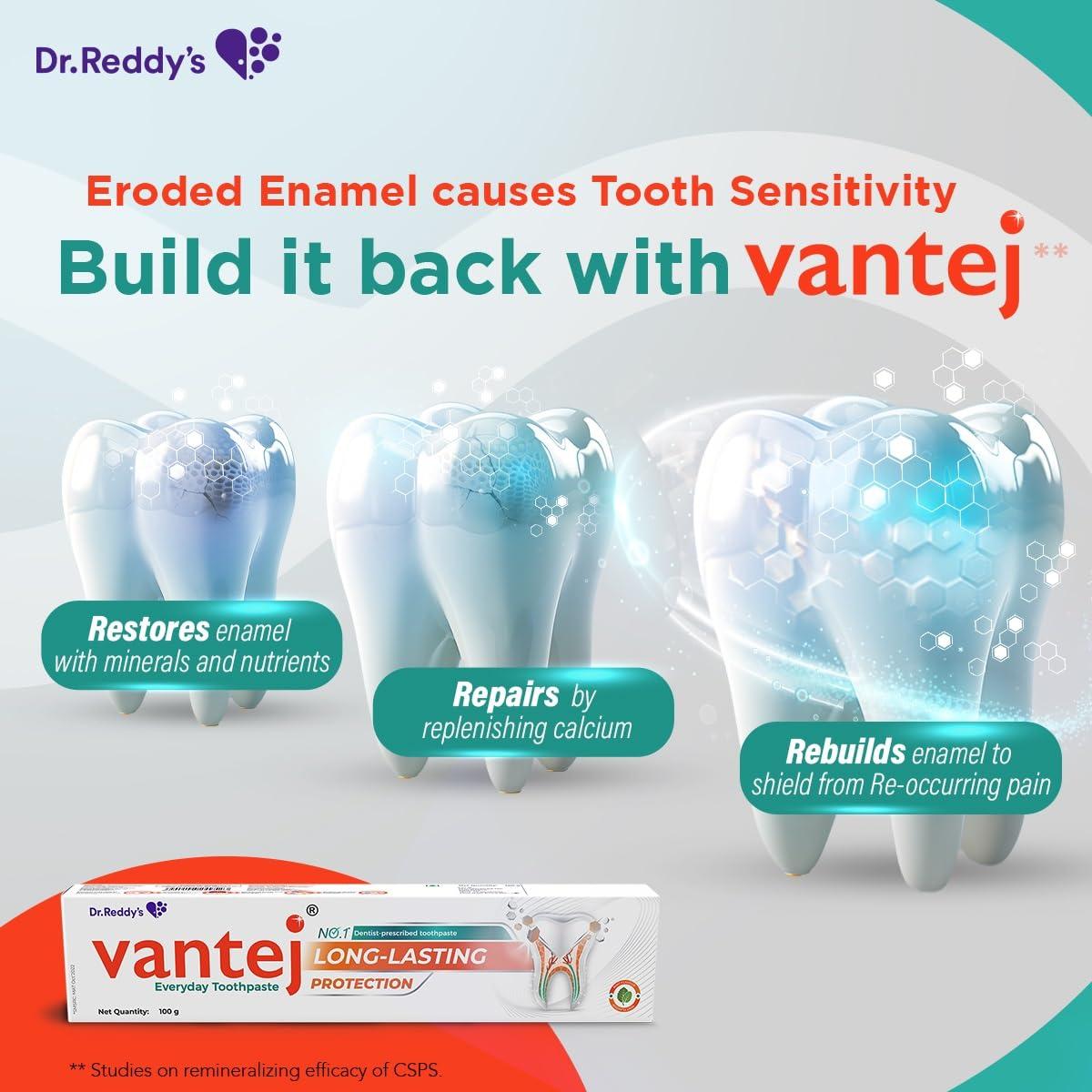 Vantej Vantej Dr. Reddy\'s Toothpaste For Sensitive Teeth | Extra Foaming Action With Refreshing Flavor For Everyday Use | Toothpaste Combo Pack Offer | 100G X 3