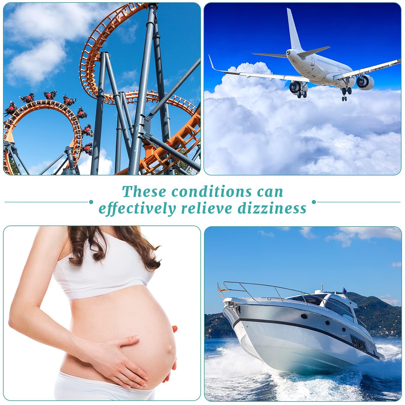 Jadive Jadive 4 x Anti-Nausea Bracelets for Motion Sickness Adjustable Movement Bands for Morning Sickness, Car Sickness, Travel Sickness (Simple Style), 4 Unit (Lot de 1), Stone