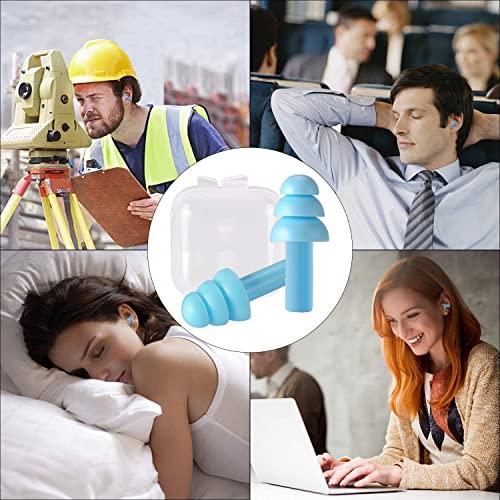 James 2 Pairs Reusable Silicone Ear Plugs, Waterproof, Hypoallergenic - Ultra Comfortable Noise Reduction Earplugs for Sleeping, Swimming, Concerts and Airplanes (earplugs 2 Set) (Blue and Green