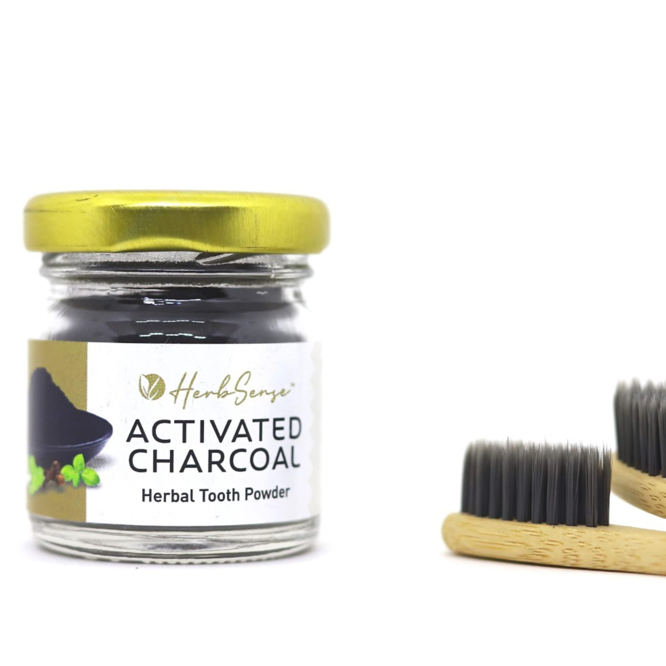 Herbsense Herbsense Plant Based Herbal Tooth Powder , For Healthy Gums & Complete Oral Care, May Help in Teeth Whitening, Enriched With Activated Charcoal & Herbs, Zero Added Preservatives & Chemicals, Zero Waste & Sustainable Products | 20gmx3 Pack of 3