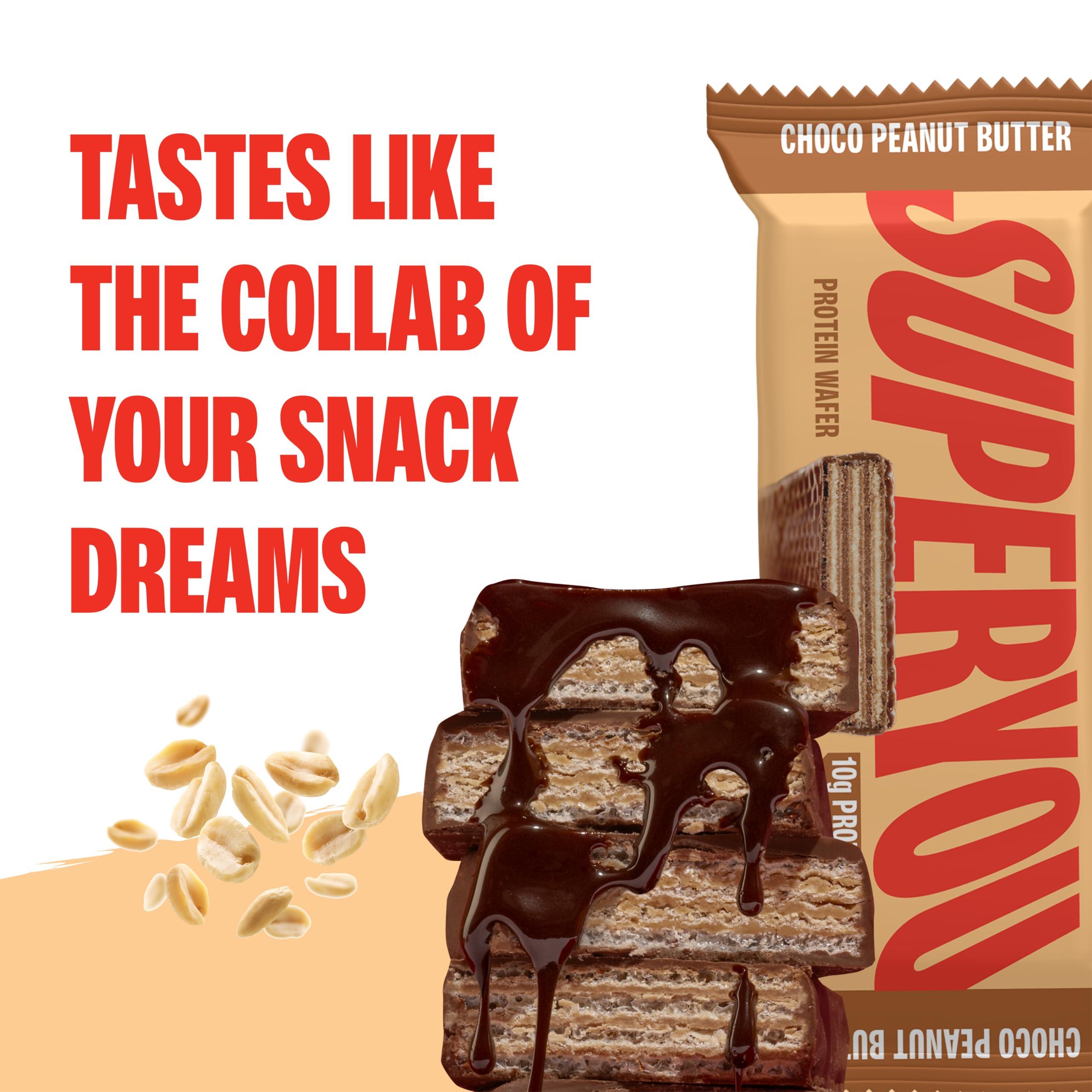 Superyou SuperYou Choco Peanut Butter Protein Wafer Bars (Pack of 10)|10g Protein, 3g Fiber, No Added Sugar|Yeast Fermented Protein|Energy Bars|Crunchy Wafer Bar|100% Vegetarian|No Palm Oil|400g