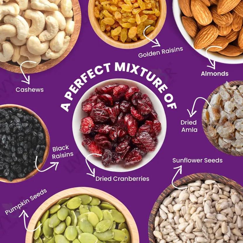 GRANIC FARMS GRANIC FARMS Premium Mix Dry Fruits 1Kg Healthy Nutmixed With Almonds Cashew Kishmish Anjeer Apricot Black Raisins Dried Kiwi Nuts And Dry Fruits Power Packed&Crunchy Snack Mix Dry Fruit 1Kg