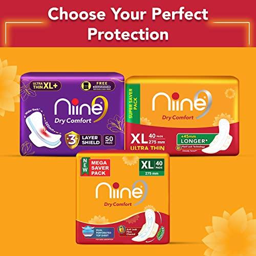 NIINE NIINE Dry Comfort Regular Sanitary Napkins for women, (Pack of 4) 72 Pads