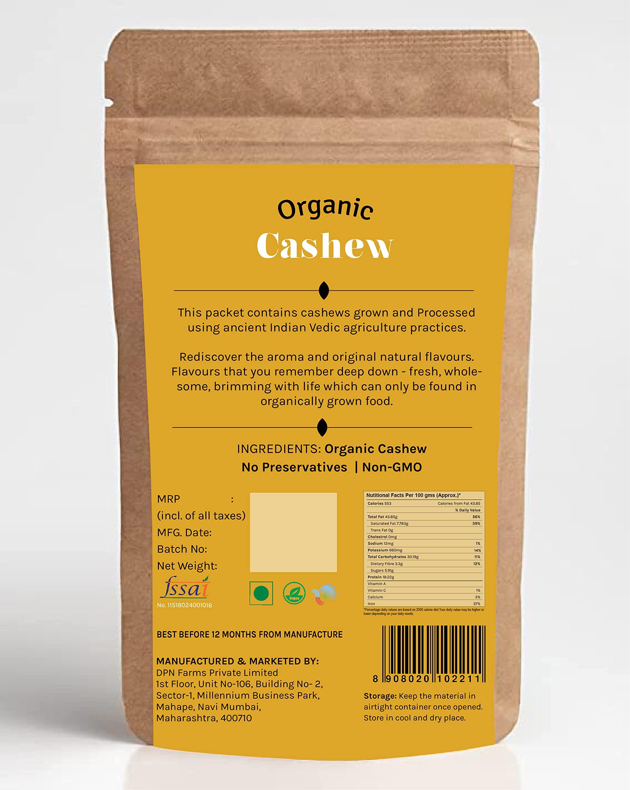 Bansal Farms Healthy Family Organics 100% Organic Cashew Nuts, 250 gm | Kaju | Rich in Protein, Nutrients, Fiber, Vitamins| Nutritious, Healthy & Delicious| Cultivated and Processed at Our Own Farm