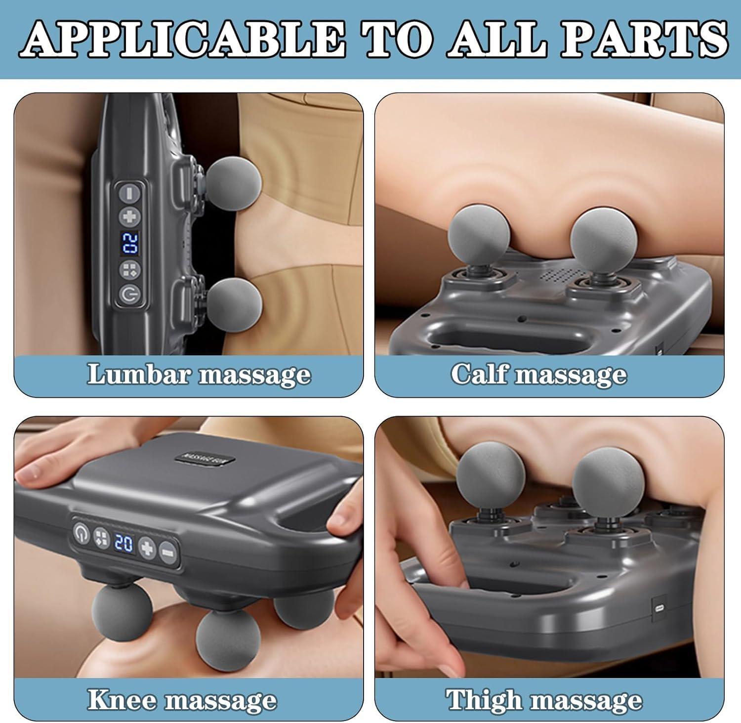 NavaFresh Basics Handheld Full Body Massager 4-Head Massage Gun Deep Tissue, Muscle Massager 20 Intensities & 6 Massage Modes, 4-Head Massager for Pain Relief in Back, Leg & Foot Neck, Shoulder and Body