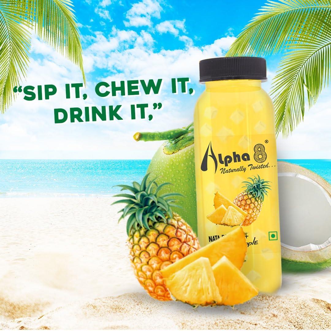 ALPHA 8 ALPHA 8 Natural Energizer & Immunity Booster, Healthy Juice, High Fiber, Real Natural Taste Juice (Pineapple, 200 ml (Pack of 24))