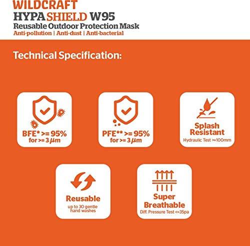 Wildcraft Wildcraft hypashield super mask reusable outdoor protection mask 12535-black (black, m), (pack of 5)