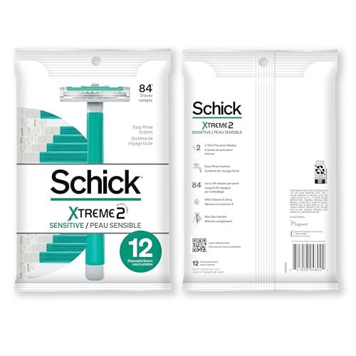 Xtreme Schick Xtreme 2 Blade Sensitive Skin Disposable Razor For Men, Pack of 12