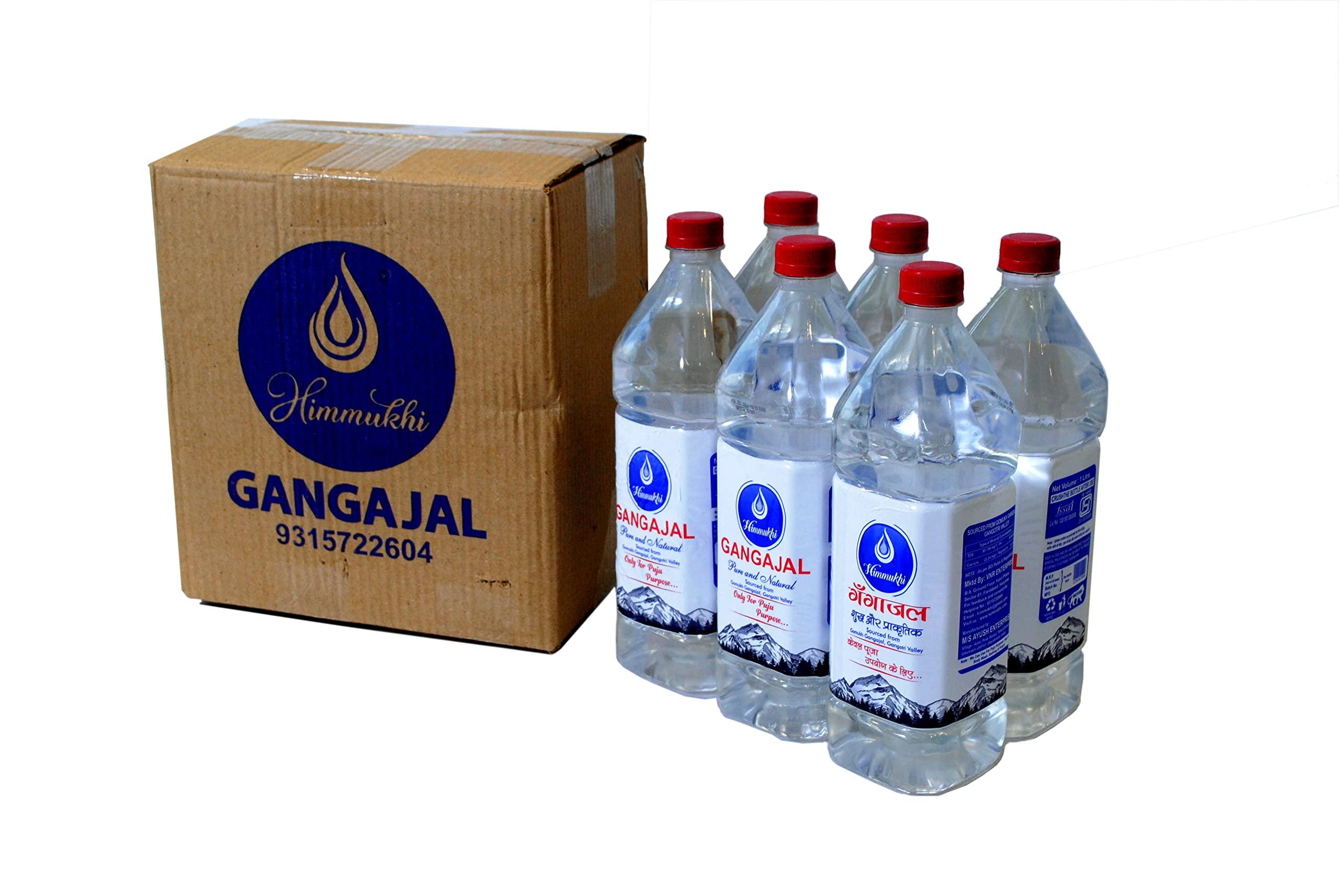 HIMMUKHI HIMMUKHI Pure and Natural Gangajal The Purest Holy Water Directly from Gangotri Valley for Puja Purposes Approved By Uttrakhand Govt. Bottle 6 Pcs (Each Bottle 1 Liter)