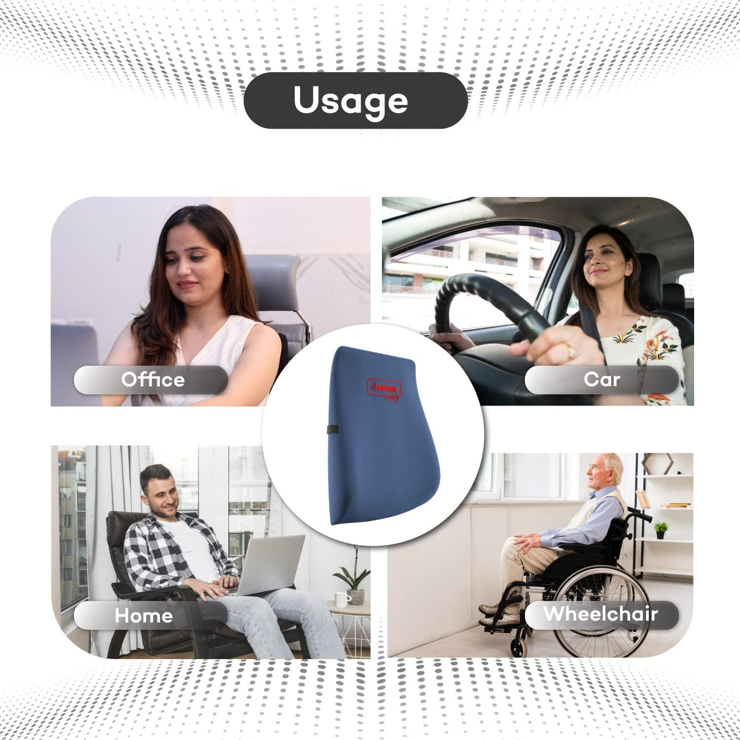 XAMAX XAMAX Foam Amron Backrest Pro F Lumbar Support Pillow Back Cushion Orthopedic For Car Seat | Office Chair | Full Back Support - Grey