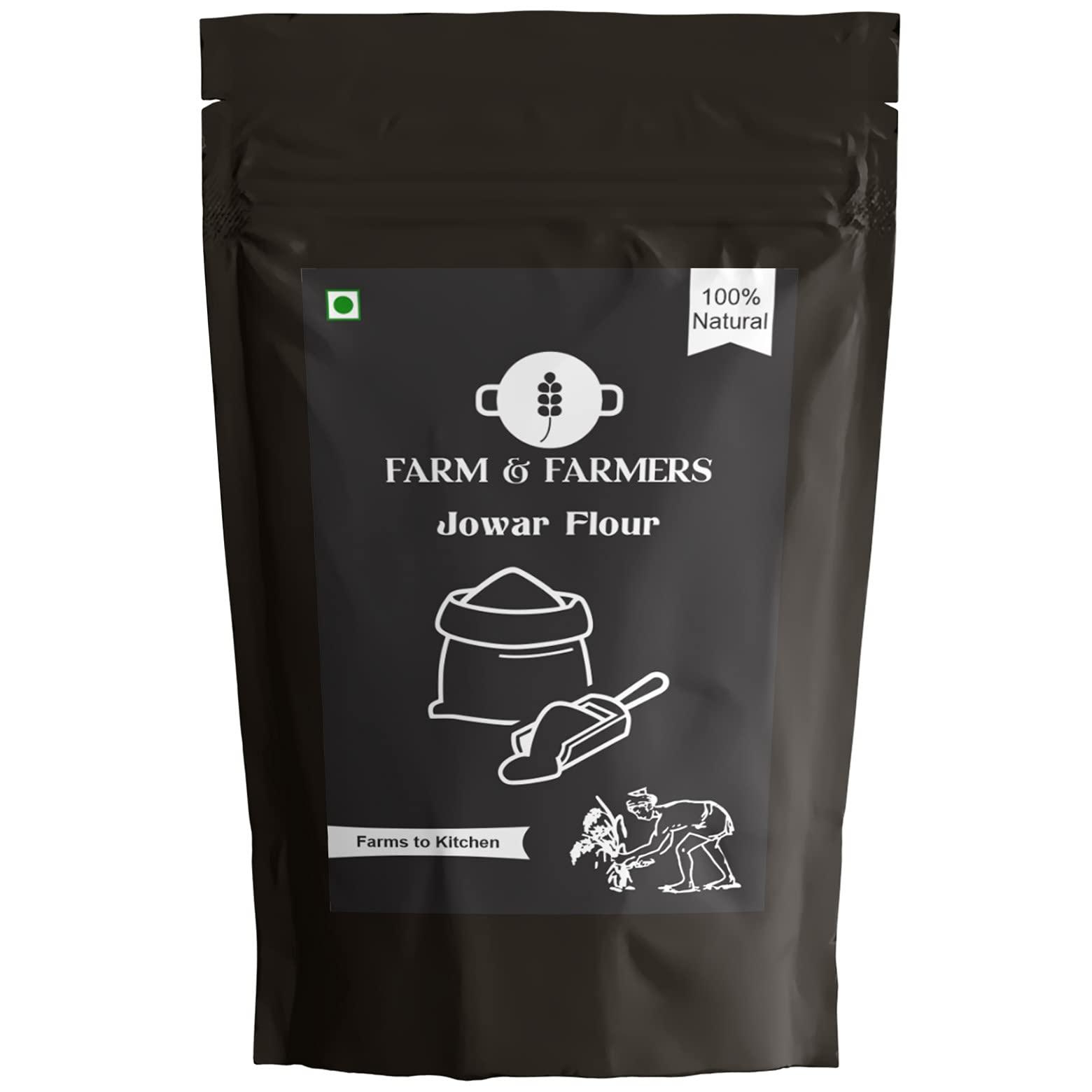 FARM AND FARMERS Farm & Farmers Organic Jowar Flour 5KG Gluten Free Sorghum Flour Jowar Atta Millet, Fresh from Farms 100% Vegan No Preservatives, No Trans Fats, Rich in Protein (5KG)