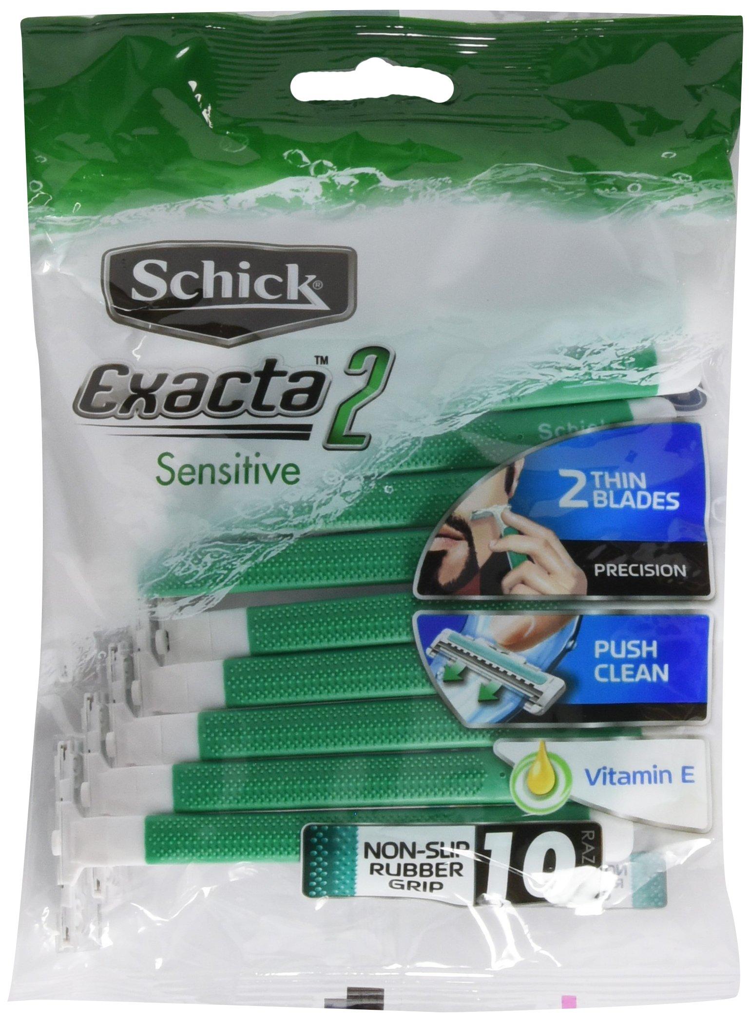 SCHICK Schick Exacta2 Sensitive Disposable Razor, 10 Count( Pack of 2)