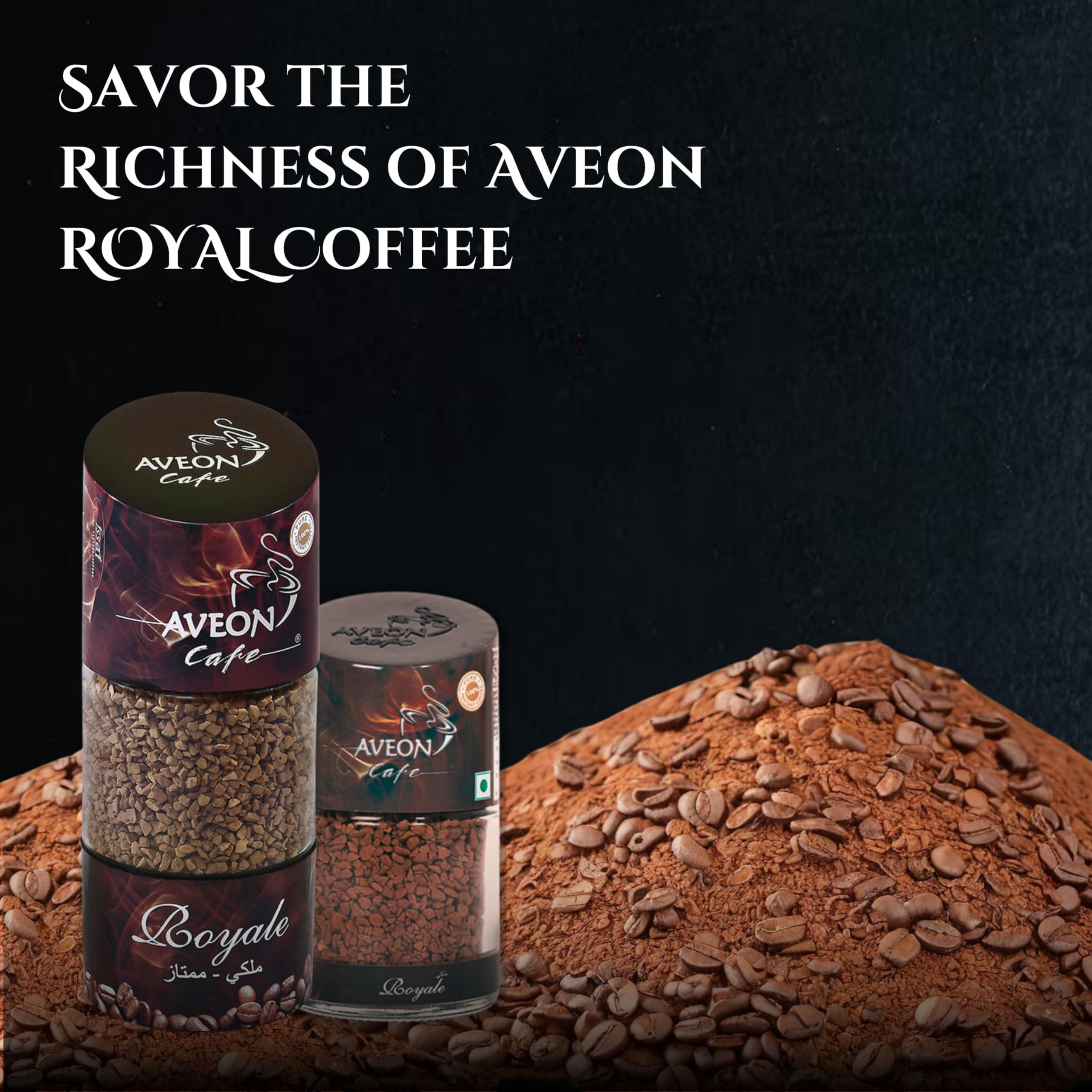 Aveon Cafe Aveon Caf Royale Instant Coffee - 50g Jar | Premium Freeze-Dried Coffee | 100% Coffee Perfection with Arabica and Robusta - 50g