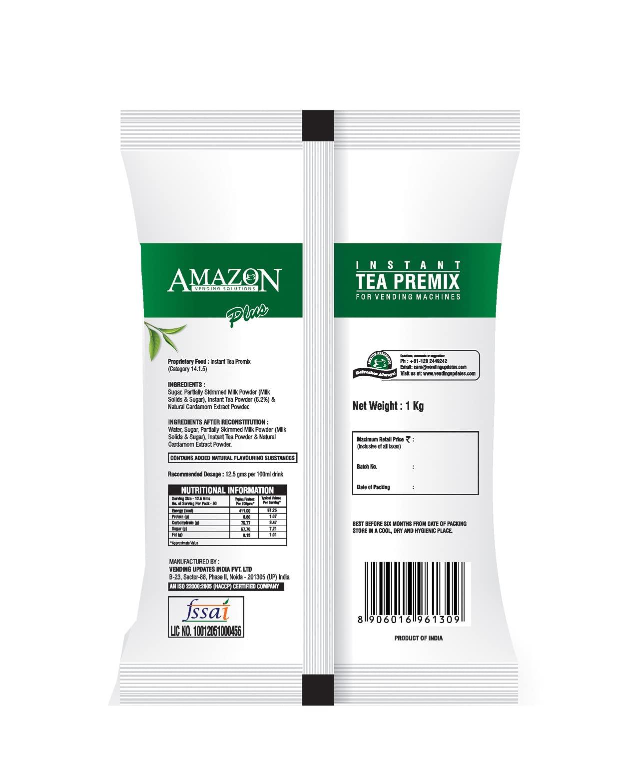 AMAZON AMAZON 3 in 1 Instant Cappuccino Medium Rosted Coffee and Cardamom Tea Plus Premix Combo (Premix Contains Tea, Coffee, Milk and Sugar) Each 2 Kg Pack