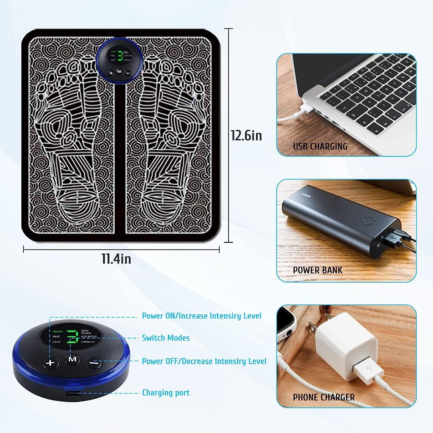 Deoxys Deoxys EMS Foot Massager,Folding Portable Electric Massage Mat, Electronic Muscle Stimulatior Feet Massage Promoting Blood Circulation Muscle Pain Relief