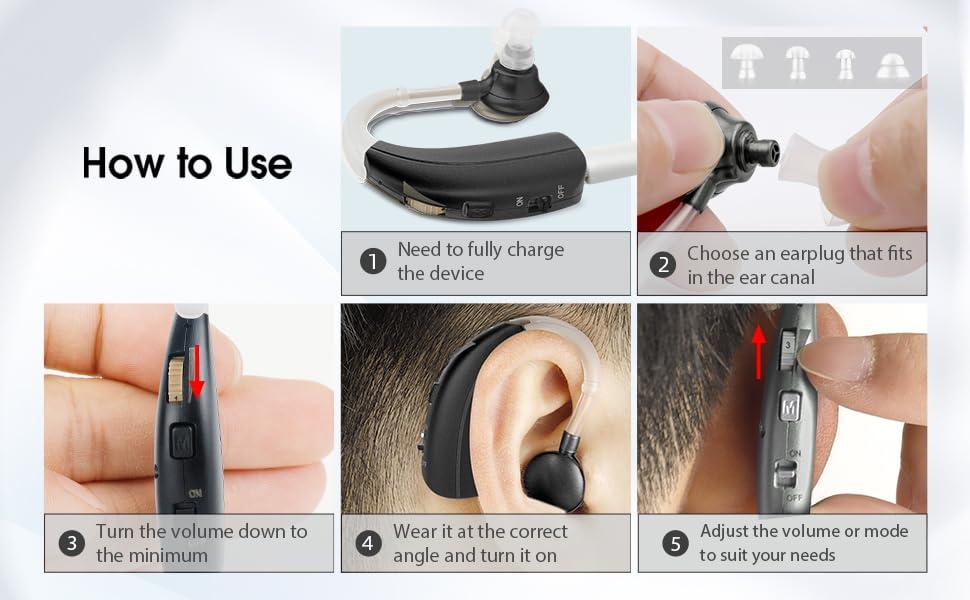 Britzgo Britzgo Digital Hearing Aids Amplifier Rechargeable with adjustable mode Doctor and Audiologist Designed (Black)