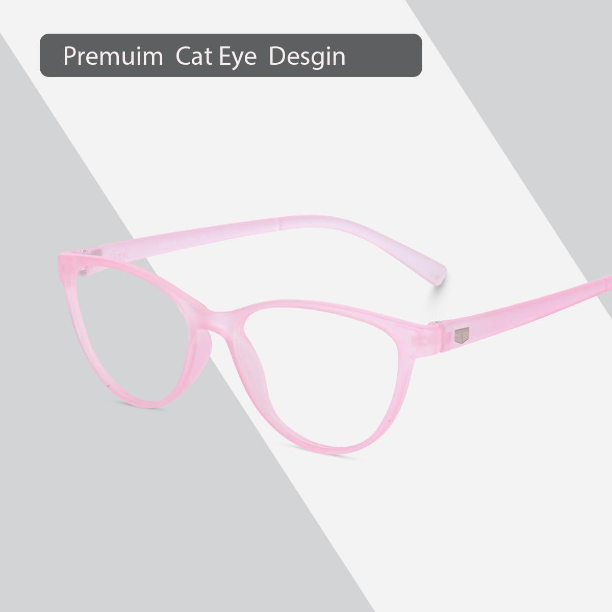 Roshfort Roshfort Unisex Blue Light Blocking Glasses Featuring Ultra-Durable TR90 Frames! Shield Your Eyes from Digital Strain With Customize Your name Signature Metal Pen (Pink, C-2)