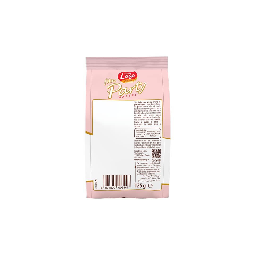 Lago Lago Mini Party Wafers Strawberry | Filled with Rich Tasty Strawberry Cream - 125g