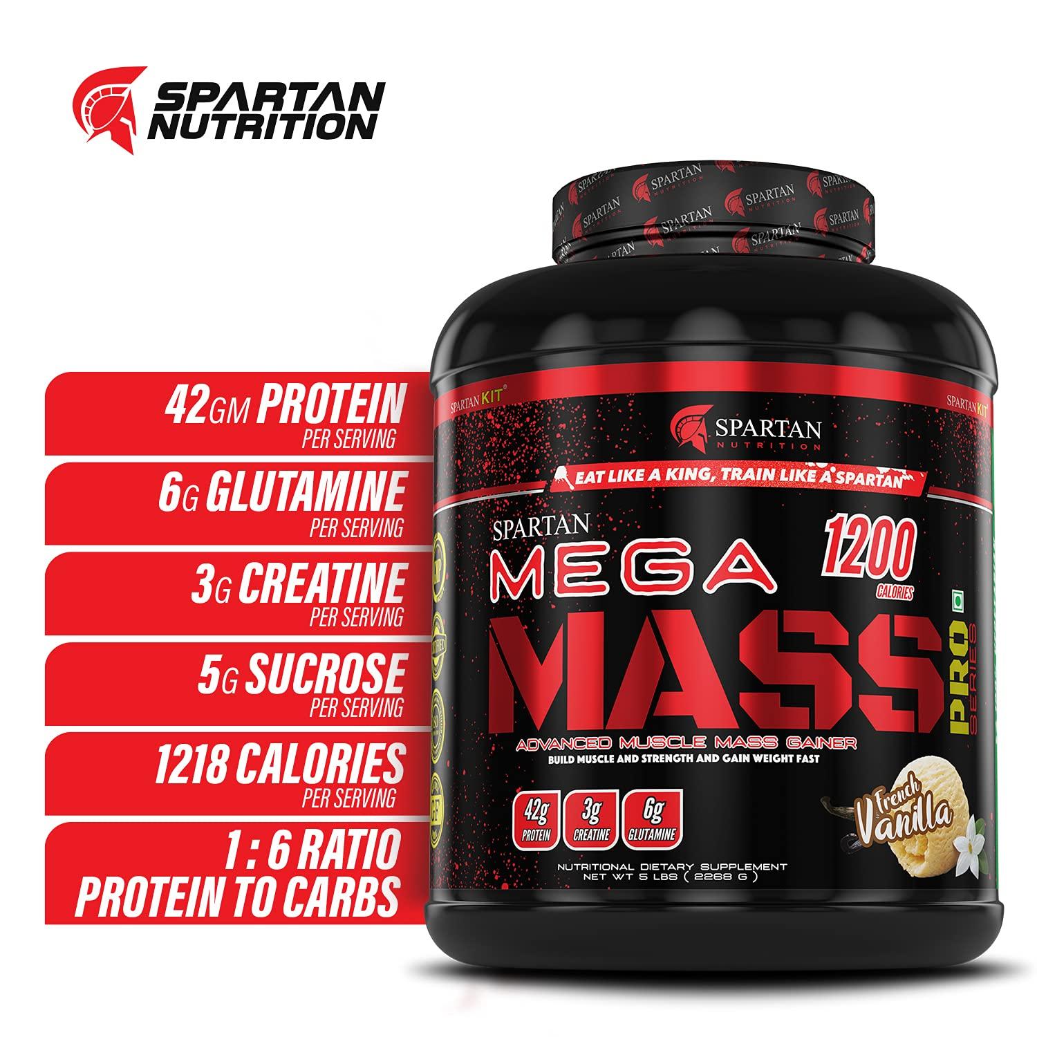 SPARTAN Spartan Nutrition Mega Mass Pro Series Weight/Mass Gainer - 5LBS, French Vanilla