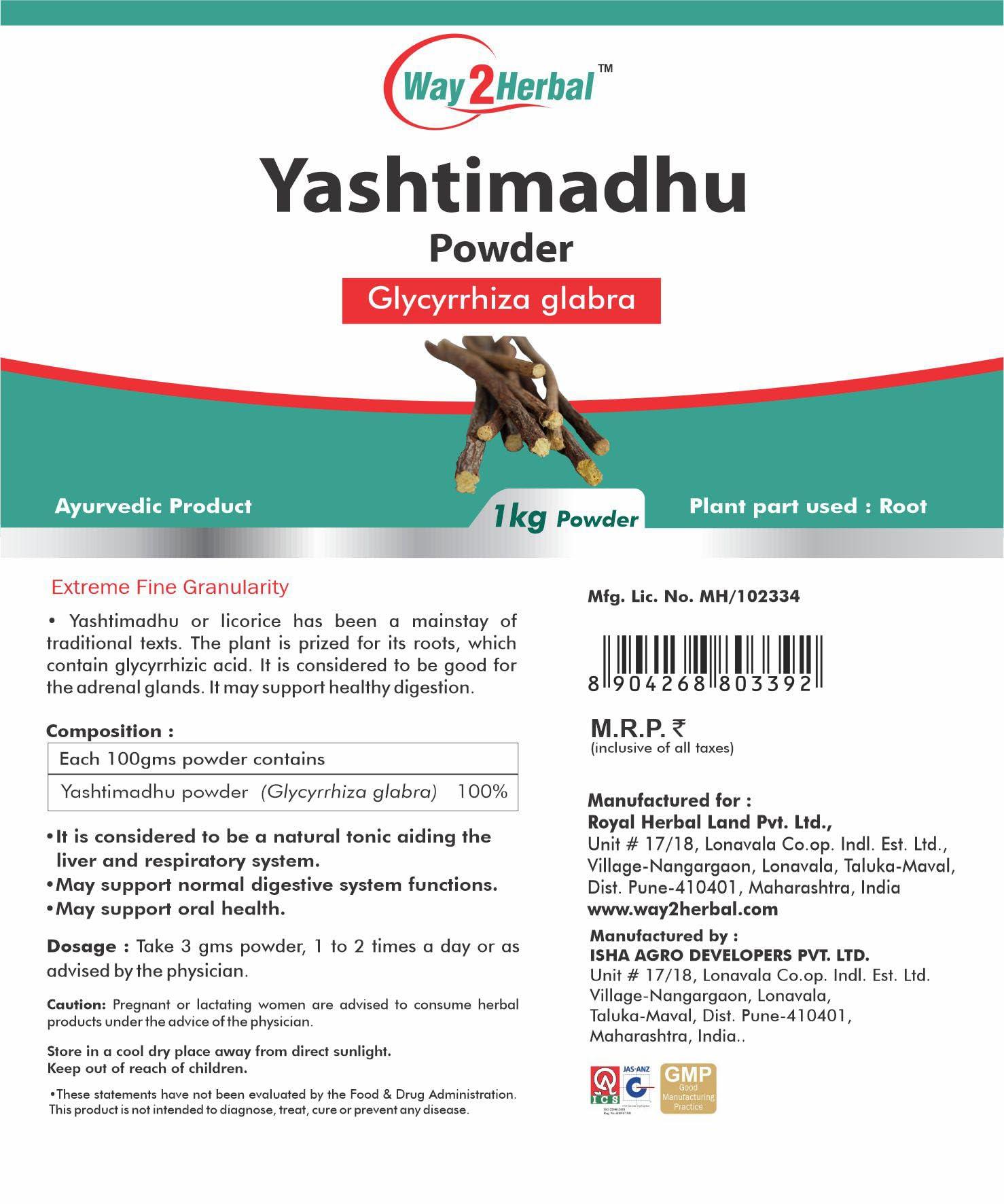 Way2Herbal Way2Herbal Yashtimadhu Liquorice Mulethi Powder (1 Kg Pack of 1)