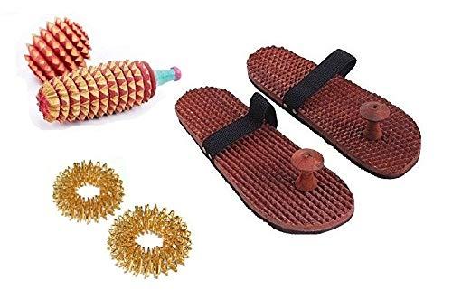 AHCS AHCS Wooden Unisex Karela, Boll, Ring Acupressure Khadau Massager (Multicolour)
