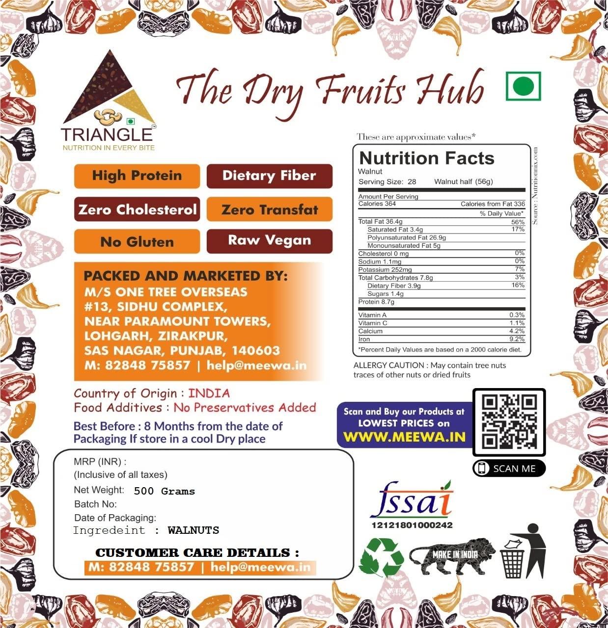 TRIANGLE Triangle 1 Kg Premium Kashmiri Quarter Walnut Without Shell, Akhrot Giri,raw,1000grams