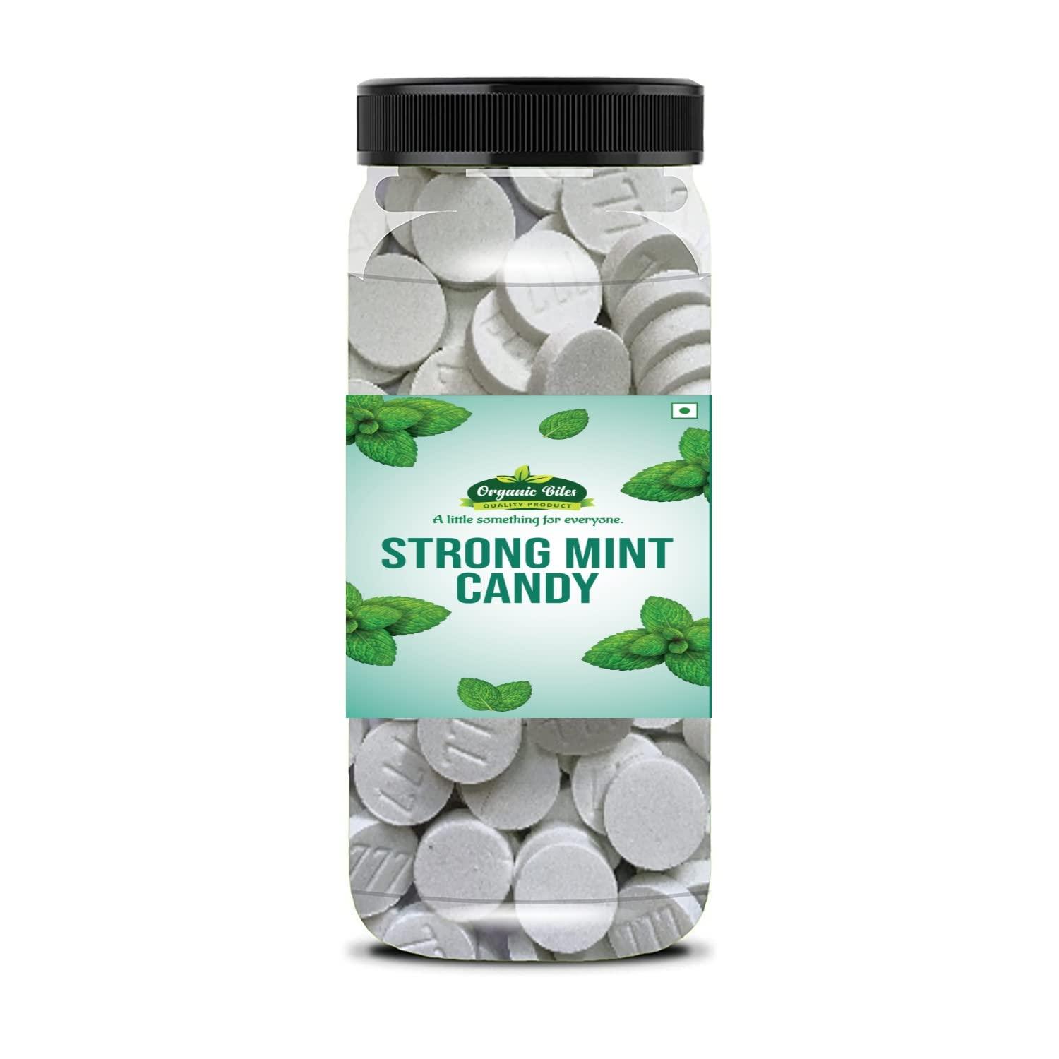 Organic Bites Organic Bites Mint Candy (Extra Strong Mint Candy) Sugar Bolied Mint Candy-400 gm (200 gm X 2 Jar)