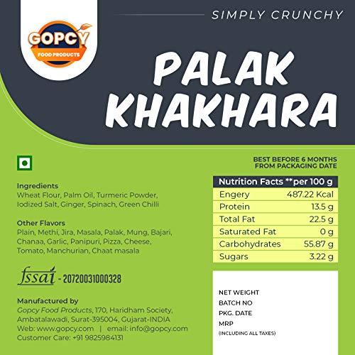 Gopcy Gopcy Khakhra Combo Packets of 4 ( JIRA, Methi, Masala, Palak) Gujarati Healthy Snacks - 800gm