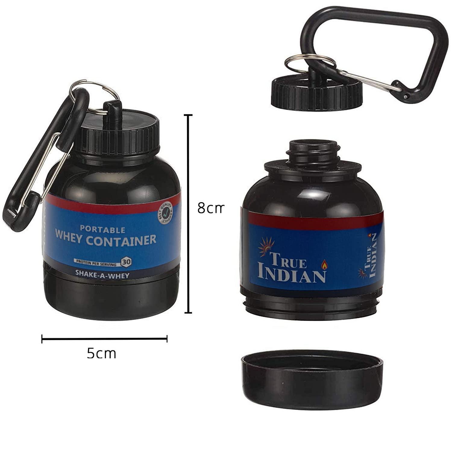 True Indian True Indian Amazing Whey loader Protein Carry Funnel Portable Protein Whey or Supplement Powder Combo Pack of 5 Carrying Whey Funnel and Container Box with Key-Chain (BLUE)