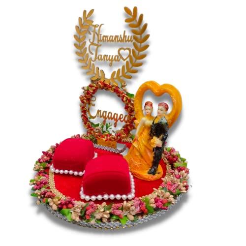 Unique Palette Unique Palette Beautiful Ring Ceremony Wedding Ring Platter with Customized Couple Name | Wedding Ring Platter | Marriage Decor | Engagement Tray