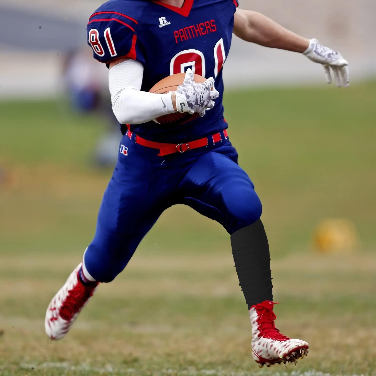 Hersent Calf Compression Leg Sleeves Men, Football Leg Sleeves, Footless Compression Socks for Men Women , Calf Support Sleeves for Youth Boys Football, Football Socks for Adult Athletes Running Sports (Black, Kids)