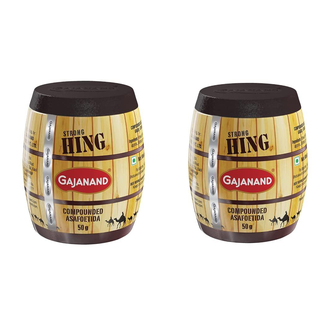 GAJANAND GAJANAND Strong Hing Powder, 50g x Pack of 2 / Compounded Asafoetida Powder/for Healthy and Flavorful Cooking/Strong Tadka Hing