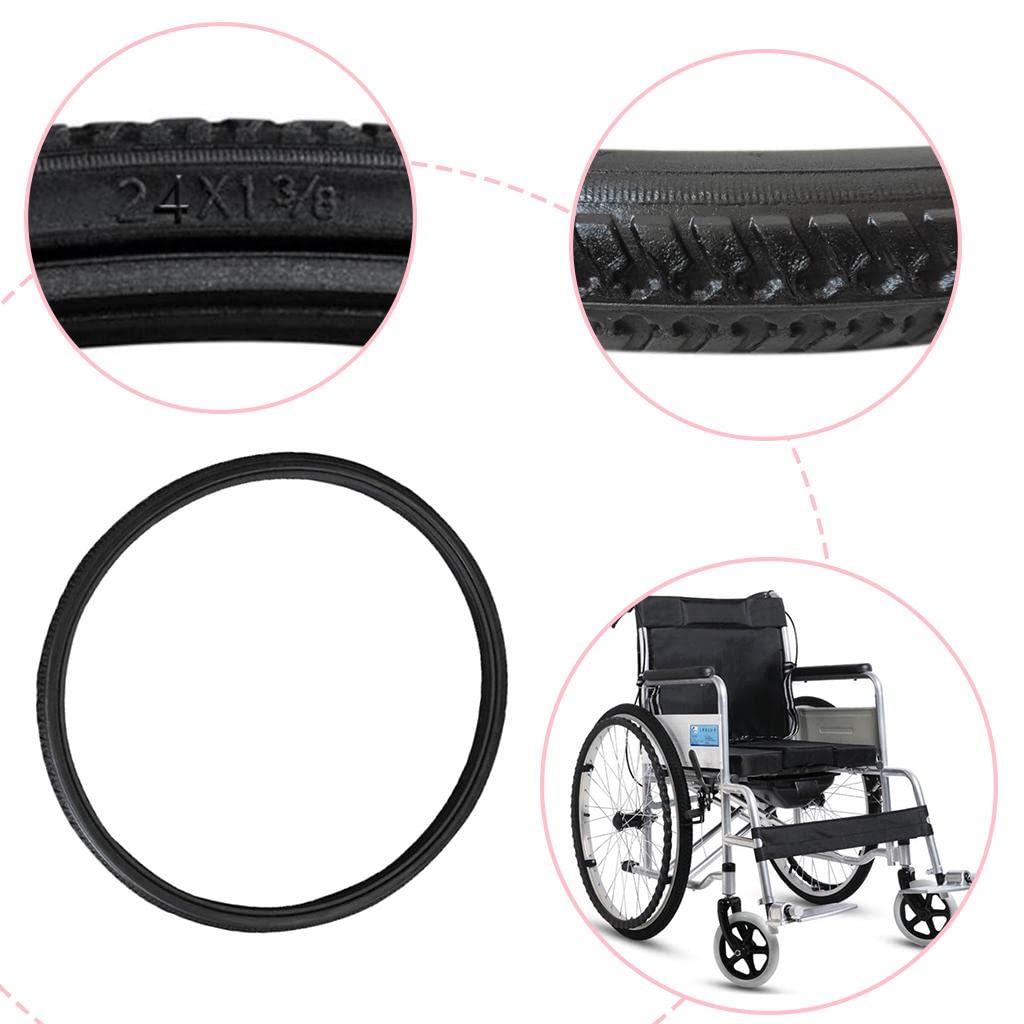 Colcolo Generic Pack of 2 Solid Wheelchair Street Tire Fit Most 24x1-3/8\" Wheel Chair Black