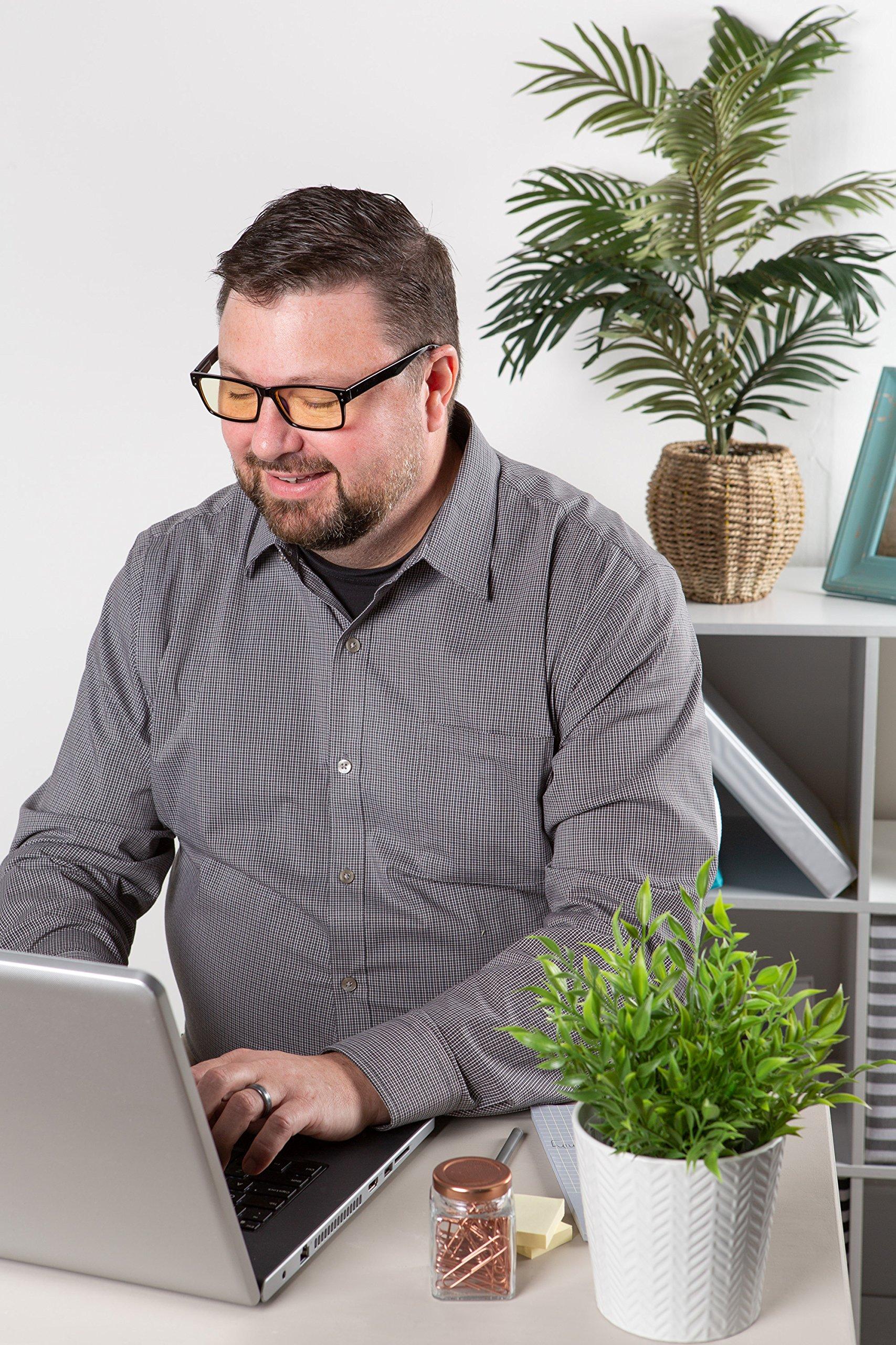 DII Inner Vision Eye Strain Relief Computer Screen Reading Glasses w/Case - Anti Blue Light, Anti Glare, Scratch Resistant, Spring Hinges - Unisex, (4.0 x Magnification), Black