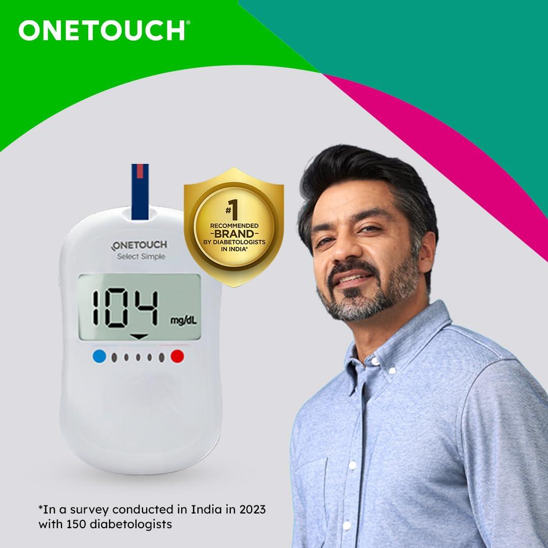 OneTouch OneTouch Select Test Strips | Pack of 100 Strips with 100 OneTouch Ultrasoft Lancets | Blood Sugar Test Machine Testing Strips | Global Iconic Brand | For use with OneTouch Select Simple Glucometer