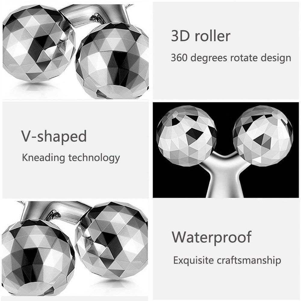 ANTIMOS ANTIMOS 3D Manual Roller Face Body Massager Skin Lifting Wrinkle Remover Facial Massage For Relaxation and Tightening (Silver)